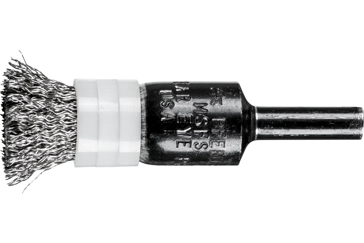 Picture of Pferd Banded Crimped Wire End Brush 1/2" Dia. .010 Stainless Steel 1/4" Shank